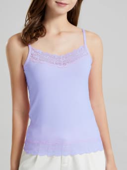 Lace Camisole for Women, Solid Color Casual Vest with Lace Splicing, Can Be Worn Inside or Outside