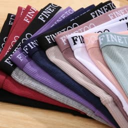 FINETOO 4Pcs Cotton Striped Underwear Women's Panties Letter Belt Briefs Ladies Low Waist Lingerie Solid Breathable Underpants