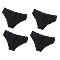 4Pcs/Set Ice Silk Mid-Rise Panties Women's Seamless Briefs Solid No Show Underwear Scalloped Edge Panties Sexy Lingerie XS-XL