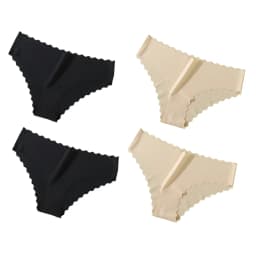 4Pcs/Set Ice Silk Mid-Rise Panties Women's Seamless Briefs Solid No Show Underwear Scalloped Edge Panties Sexy Lingerie XS-XL