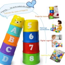 Baby Montessori Cup Stacking Toys Beach Pool Bathtub Educational Toys for Toddler Infant 0-12 Month Xmas Gift