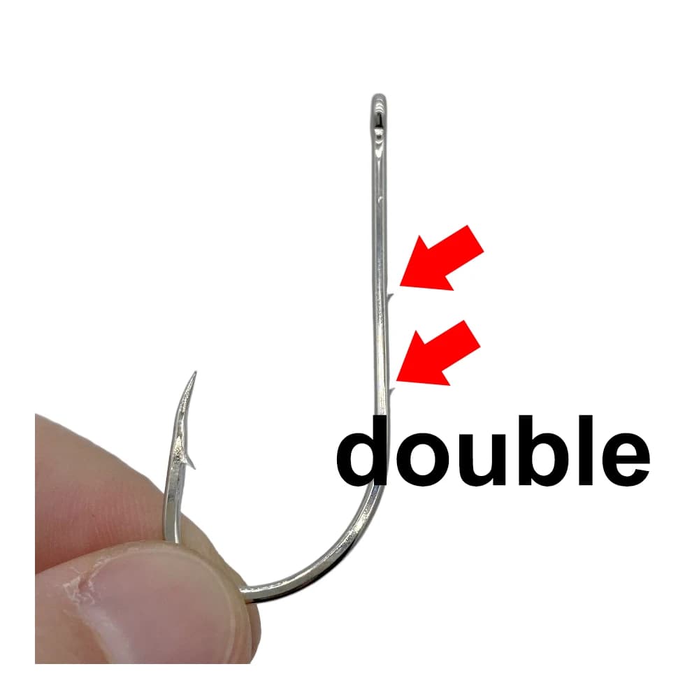 50Pcs Double back spines barb Crooked mouth fishhook Long handle band High carbon steel Hook flat Tide hook