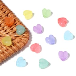 100pcs/Lot Candy Color Heart Shape Acrylic Beads for Jewelry Making Big Hole Beads Loose Beads Diy Bracelet Necklace for Child