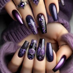 24Pcs Brown Long Coffin False Nails Glitter Ballet Wearable with French Design Fake nails Full Press on Nail Ins Nail Tips Art