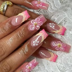 24Pcs Brown Long Coffin False Nails Glitter Ballet Wearable with French Design Fake nails Full Press on Nail Ins Nail Tips Art