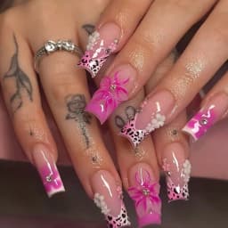 24Pcs Brown Long Coffin False Nails Glitter Ballet Wearable with French Design Fake nails Full Press on Nail Ins Nail Tips Art