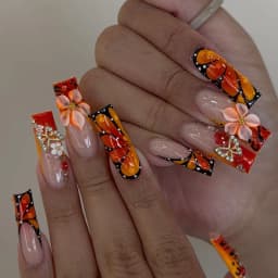 24Pcs Brown Long Coffin False Nails Glitter Ballet Wearable with French Design Fake nails Full Press on Nail Ins Nail Tips Art