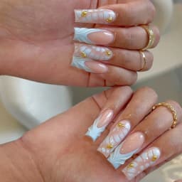 24Pcs Brown Long Coffin False Nails Glitter Ballet Wearable with French Design Fake nails Full Press on Nail Ins Nail Tips Art