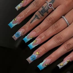 24Pcs Brown Long Coffin False Nails Glitter Ballet Wearable with French Design Fake nails Full Press on Nail Ins Nail Tips Art