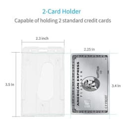 1pc Double Badge Holder Vertical 2 Card Badge Holder With Thumb Slots Hard Transparent Case Protector With Retractable Badge