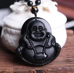 Obsidian Buddha Head Lucky Amulet Pendant Tathagata Buddha Blessing Necklace Religious Buddhist Jewelry Men and Women Gifts