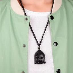 Obsidian Buddha Head Lucky Amulet Pendant Tathagata Buddha Blessing Necklace Religious Buddhist Jewelry Men and Women Gifts