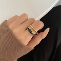 Retro Gold Color Double Oil Drip Open Rings for Women Luxury Irregular Adjustable Finger Ring 2023 New Trendy Wedding Jewelry