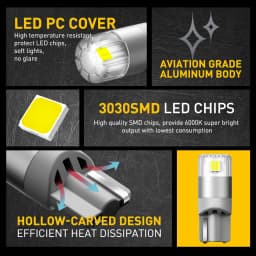 AUXITO 2Pcs W5W LED T10 LED Bulbs Canbus 3030SMD For Car Parking Position Lights Interior Map Dome Lights 360 Degree Lighting