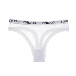 FINETOO Women Sexy Lace Low-Rise Thongs Letter Waist Transparent G-String Ladies Seamless Lingerie Hollow Out Perspective T-Back