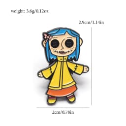 7Pcs/set Horror Animated Films Coraline Doll Badge Metal Brooch Backpack Badge Halloween Accessory Gifts for Friends