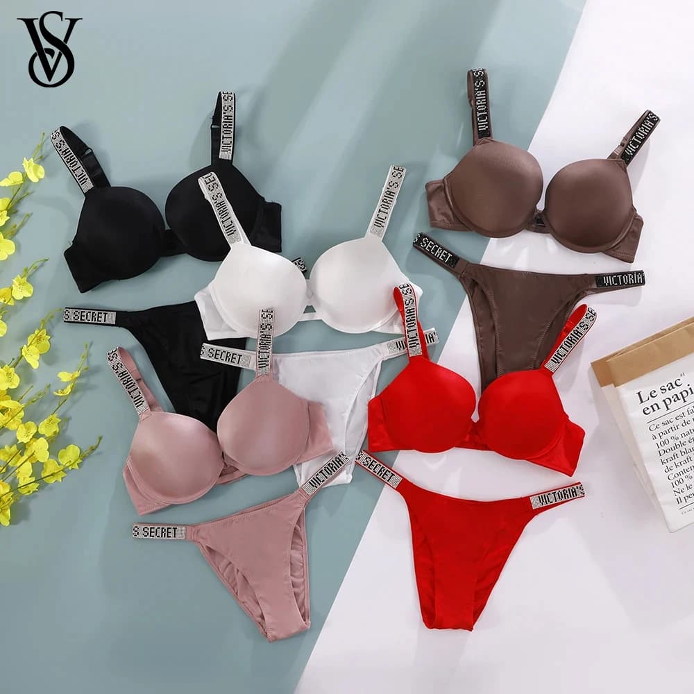New V Lace Lingerie Set Bra and Brief Women's Sexy Bra and Panty Set Comfortable push up Shapewear Adjustable Padded Gathered