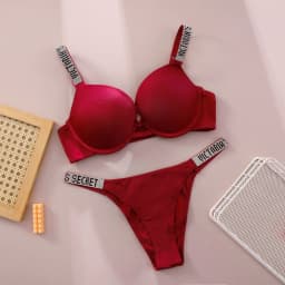 New V Lace Lingerie Set Bra and Brief Women's Sexy Bra and Panty Set Comfortable push up Shapewear Adjustable Padded Gathered