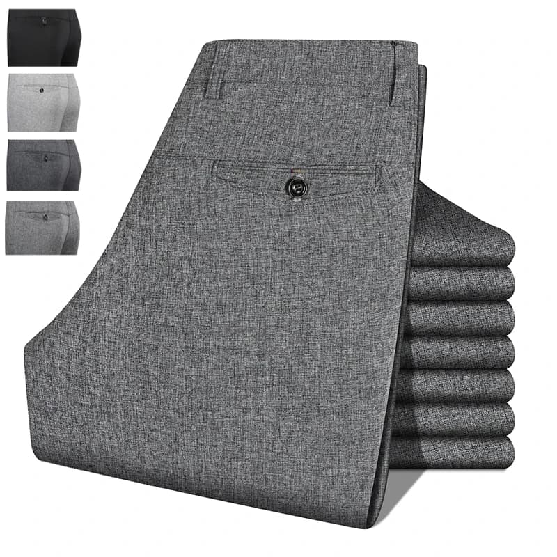 2026 Mens Trousers Dress Straight Pants Spring Summer Male Work Suit Pants Husband Father Black Grey Formal Pants