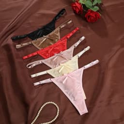 Sexy Women's Satin Soft G-Strings Thongs T-Panties Low Waist Bow Briefs Shorts Comfortable Female Underwear Трусы Женские