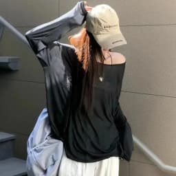 Summer T-shirt Women Beach Thin See Through Oversize Tees Korean Chic White Top High Street Casual Long Sleeve Shirts