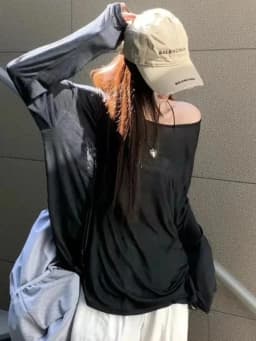 Summer T-shirt Women Beach Thin See Through Oversize Tees Korean Chic White Top High Street Casual Long Sleeve Shirts