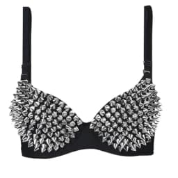 Sexy Rivets Punk Lingerie Underwear,Fashion Metallic Flash Rivet Bra with Wire Free for Women,Nightclub Party Bar Hot Bras