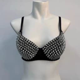 Sexy Rivets Punk Lingerie Underwear,Fashion Metallic Flash Rivet Bra with Wire Free for Women,Nightclub Party Bar Hot Bras