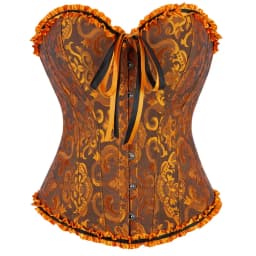 Women Corset Top Jacquard Overbust Bustier Victorian Sexy Lace up Floral Lingerie Korset Vintage Gothic Basques Costume