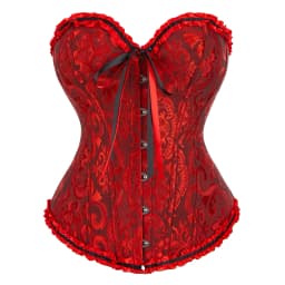 Women Corset Top Jacquard Overbust Bustier Victorian Sexy Lace up Floral Lingerie Korset Vintage Gothic Basques Costume