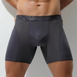 Extra Long Sports Underwear Men's Boxer Briefs Anti-Wear Leg Running Large Size Breathable Training Boxer Briefs