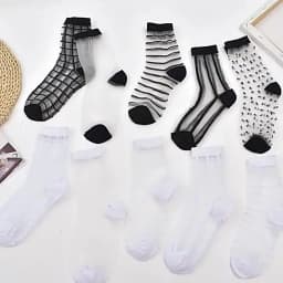 Summer Lace Mesh Transparent Women Socks Ultra-thin Breathable Women Girls Short Socks Harajuku Vintage Streetwear Crew Socks