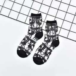 Summer Lace Mesh Transparent Women Socks Ultra-thin Breathable Women Girls Short Socks Harajuku Vintage Streetwear Crew Socks