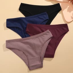 FINETOO 6PCS/SET Women's Cotton Panties Sexy Soft Striped Underpants Solid Color Briefs Female Comfortable Stretch Lingerie M-XL