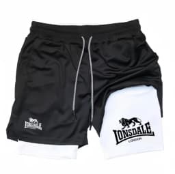 Print 2in1 Running Shorts for Men Gym Workout Compression Shorts with Phone Pocket Towel Loop Summer Sport Athletic Activewear