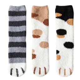 3 Pairs Womens Cats Paw Stripe 3D Socks Thick Girls Cartoon Animal Fingers Sock Hosiery Toe Zebra/Tiger/Cat Foot Sox