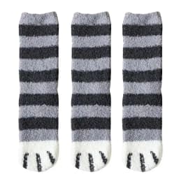 3 Pairs Womens Cats Paw Stripe 3D Socks Thick Girls Cartoon Animal Fingers Sock Hosiery Toe Zebra/Tiger/Cat Foot Sox