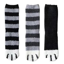 3 Pairs Womens Cats Paw Stripe 3D Socks Thick Girls Cartoon Animal Fingers Sock Hosiery Toe Zebra/Tiger/Cat Foot Sox