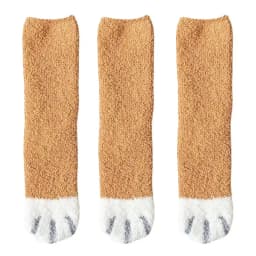 3 Pairs Womens Cats Paw Stripe 3D Socks Thick Girls Cartoon Animal Fingers Sock Hosiery Toe Zebra/Tiger/Cat Foot Sox