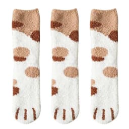3 Pairs Womens Cats Paw Stripe 3D Socks Thick Girls Cartoon Animal Fingers Sock Hosiery Toe Zebra/Tiger/Cat Foot Sox