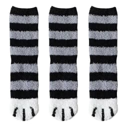 3 Pairs Womens Cats Paw Stripe 3D Socks Thick Girls Cartoon Animal Fingers Sock Hosiery Toe Zebra/Tiger/Cat Foot Sox