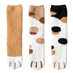 3 Pairs Womens Cats Paw Stripe 3D Socks Thick Girls Cartoon Animal Fingers Sock Hosiery Toe Zebra/Tiger/Cat Foot Sox