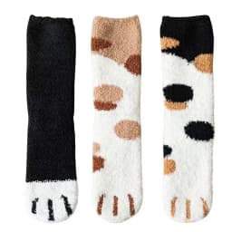 3 Pairs Womens Cats Paw Stripe 3D Socks Thick Girls Cartoon Animal Fingers Sock Hosiery Toe Zebra/Tiger/Cat Foot Sox