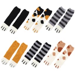 3 Pairs Womens Cats Paw Stripe 3D Socks Thick Girls Cartoon Animal Fingers Sock Hosiery Toe Zebra/Tiger/Cat Foot Sox