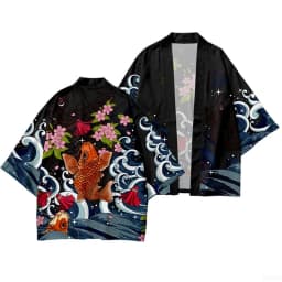 Kimono, Japanese Traditional Clothing, Boys and Girls, Wave Carpet Printed Cardigans, Children's Beach Clothes, Cloaks