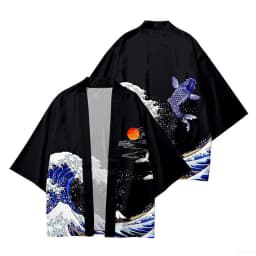 Kimono, Japanese Traditional Clothing, Boys and Girls, Wave Carpet Printed Cardigans, Children's Beach Clothes, Cloaks