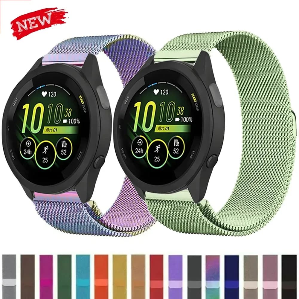 20mm 22mm Milanese Strap For Garmin Forerunner 165 55 645 265 965 255/Active 5/Vivomove Trend/Venu 3/2 Metal Bracelet Wristband