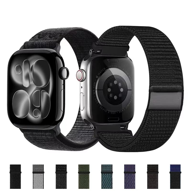 Nylon Sport Loop Strap for Apple Watch Band Series 11 10 9 8 7 6 5 se Ultra2 49mm 46mm 45mm 44mm 41 42mm correa iWatch Bracelet
