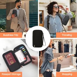 Family RFID Blocking Passport Holder Wallet Storage Bag- Travel Document Organizer with Credit Card Case Essential Travel Bag