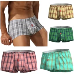 SEOBEAN Men's Cotton Plaid Tracksuit Shorts Front Open Pajama Loose Fit Male Comfortable Breathable Summer Clothing
